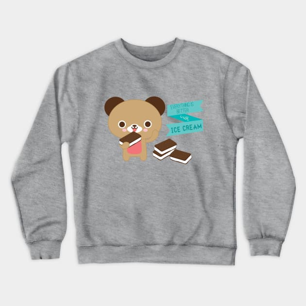 Better with Ice Cream Crewneck Sweatshirt by BoredInc